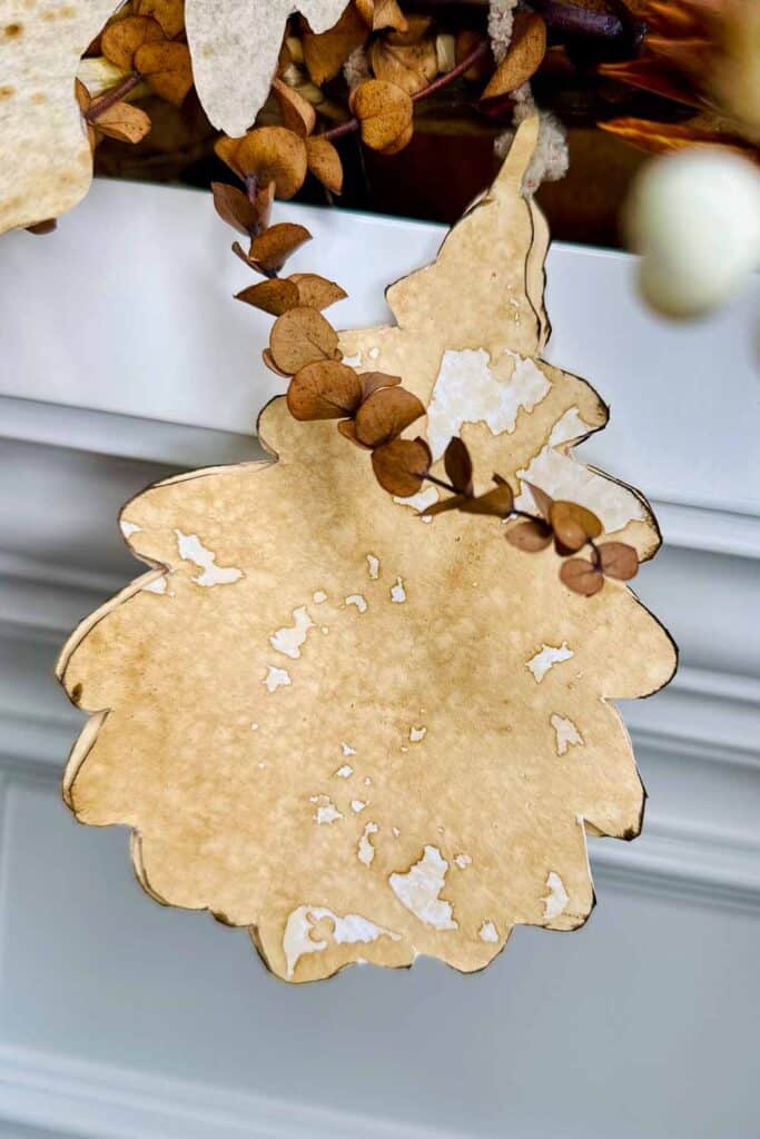 oak leaf made out of coffee paper 