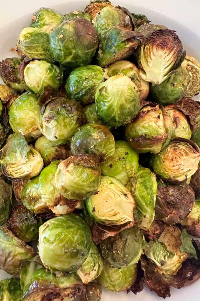 Roasted brussels sprouts with rosemary and seasoning.