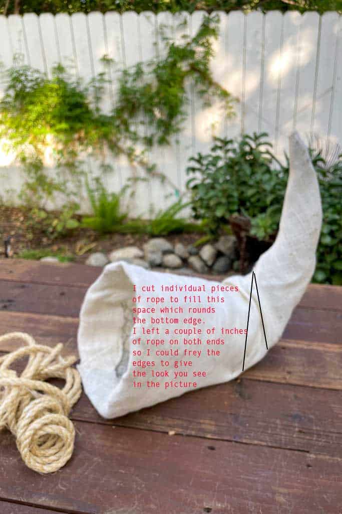 Directions for making a sisal rope cornucopia basket 