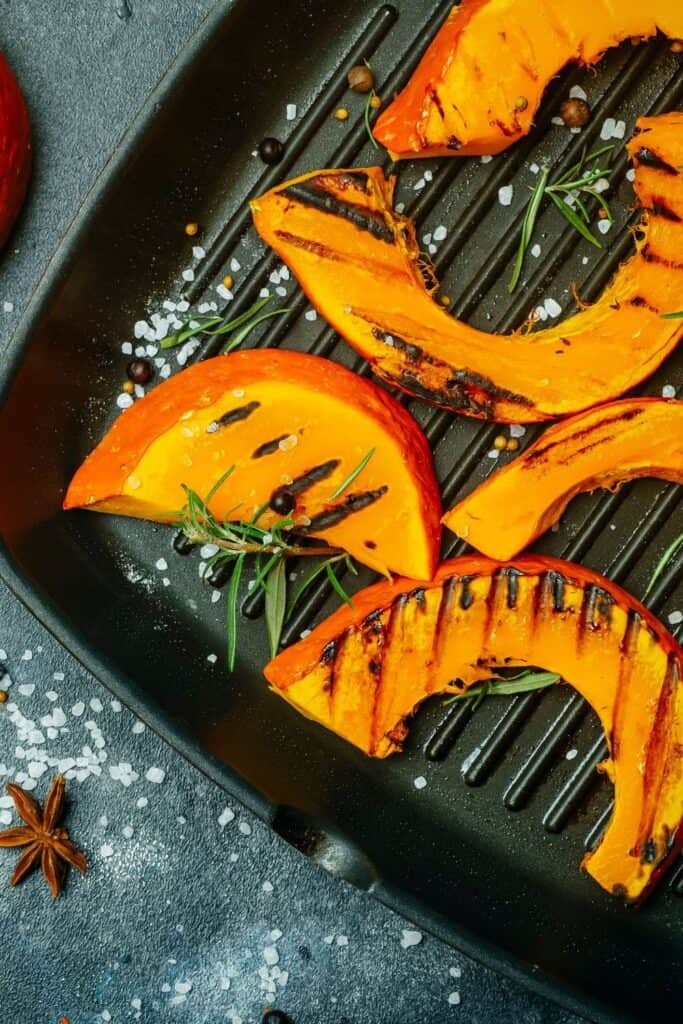 Pumpkin slices on the grill 