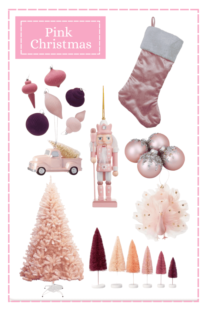 Pink Christmas Inspiration and items you can use to decorate your pink tree with. 