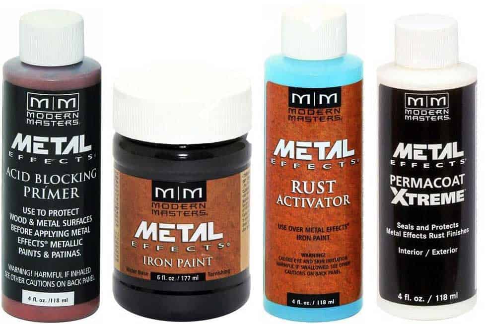 Modern masters paint kit including primer, paint, and patina spray. 
