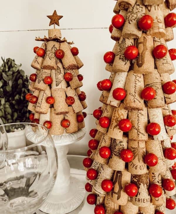 Wine cork Christmas trees 
