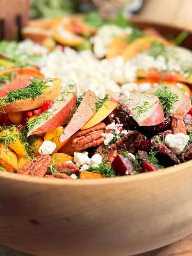 Dive into a world of healthy and delicious goodness with air-fried roasted vegetables and a fresh harvest salad.