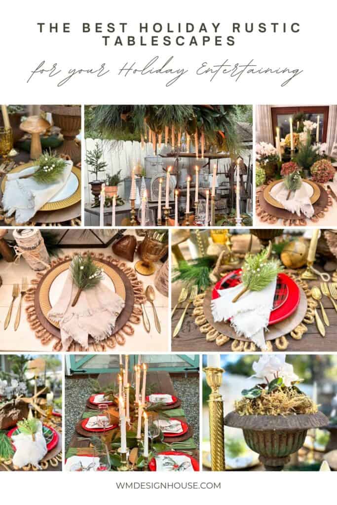 Images of different rustic tables you can create for Christmas dinner. 
