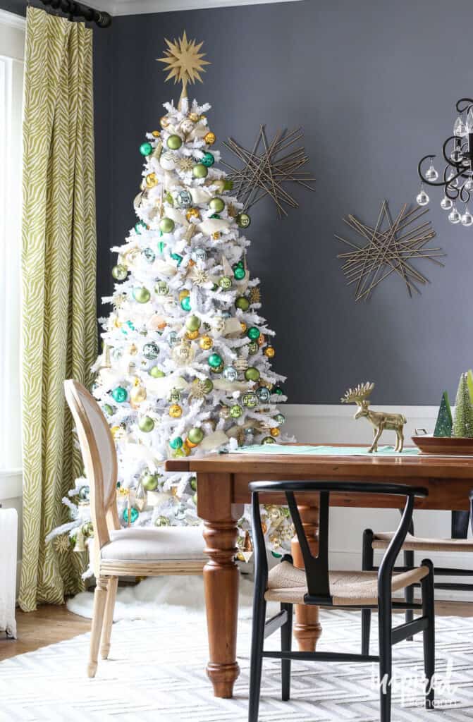 Modern green and gold Christmas tree 