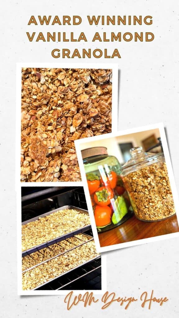 Three images of making homemade granola for Pinterest. 