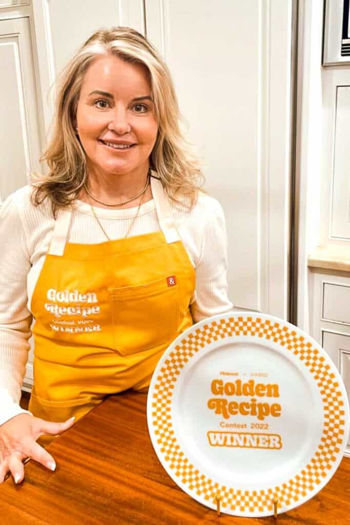 Wendy in her Golden recipe. Apron and her Golden Recipe award. 