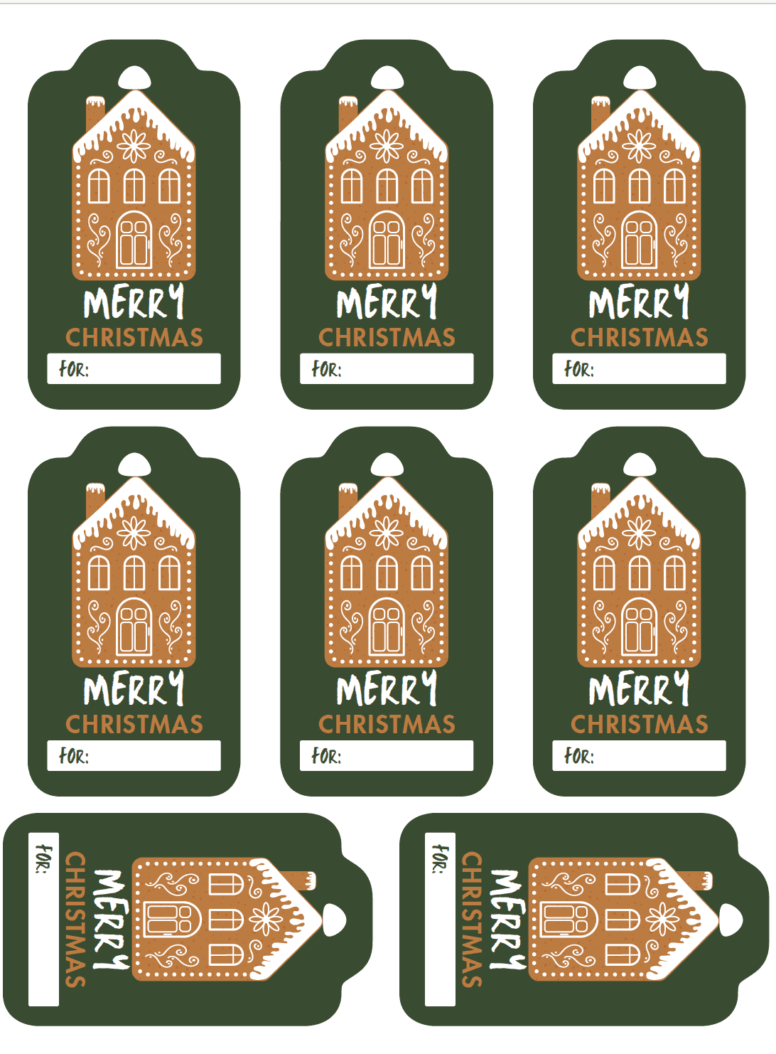 free printable gingerbread Christmas gift tags