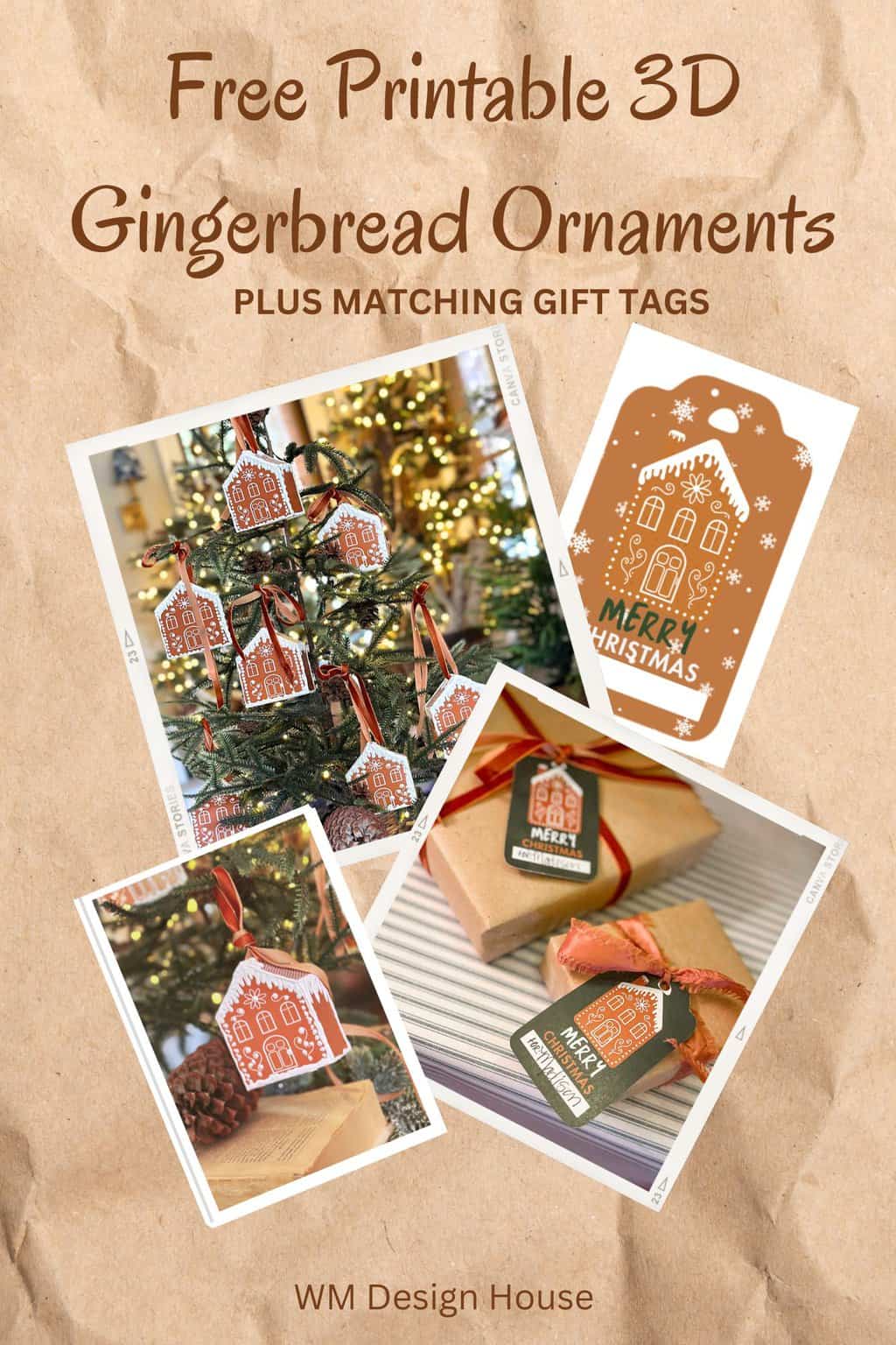 Free printable 3D gingerbread ornaments