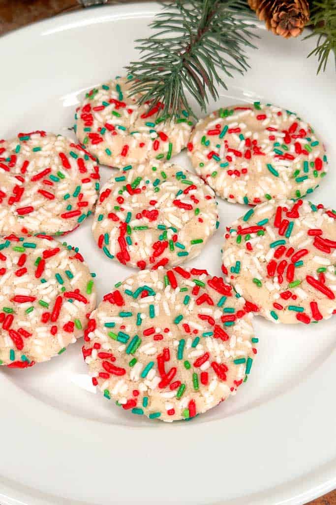 Cookies on a plate. Christmas sugar sprinkle cookies.
