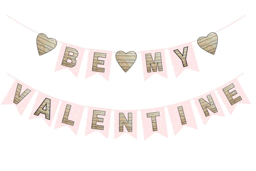 Be My Valentine's Day free printable banner.