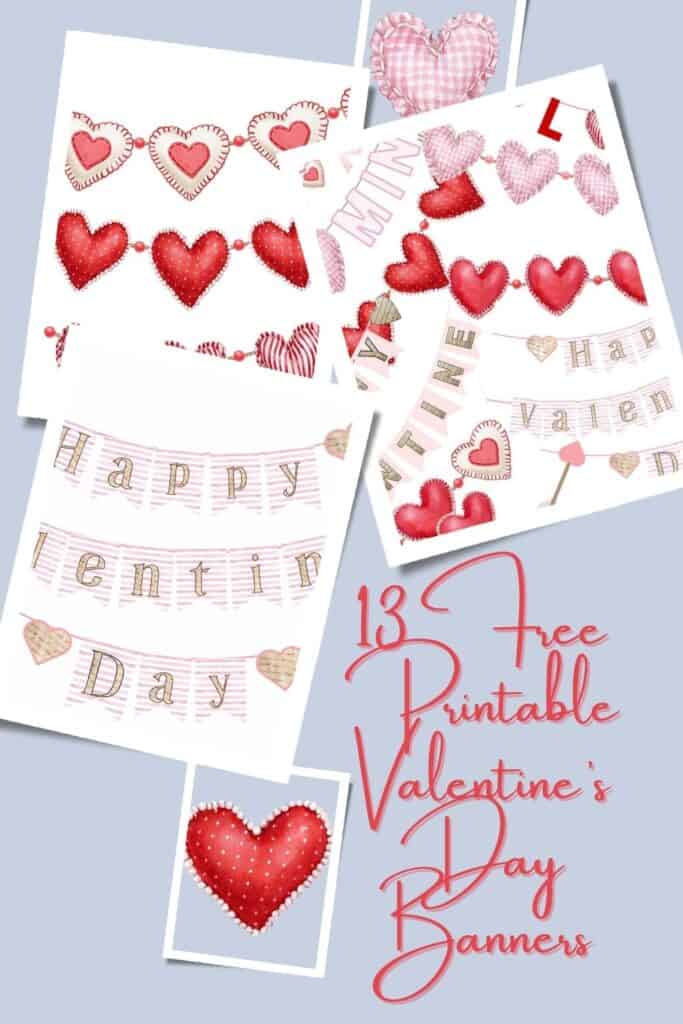 Assorted images of Valentine's Day Banner Printables. 