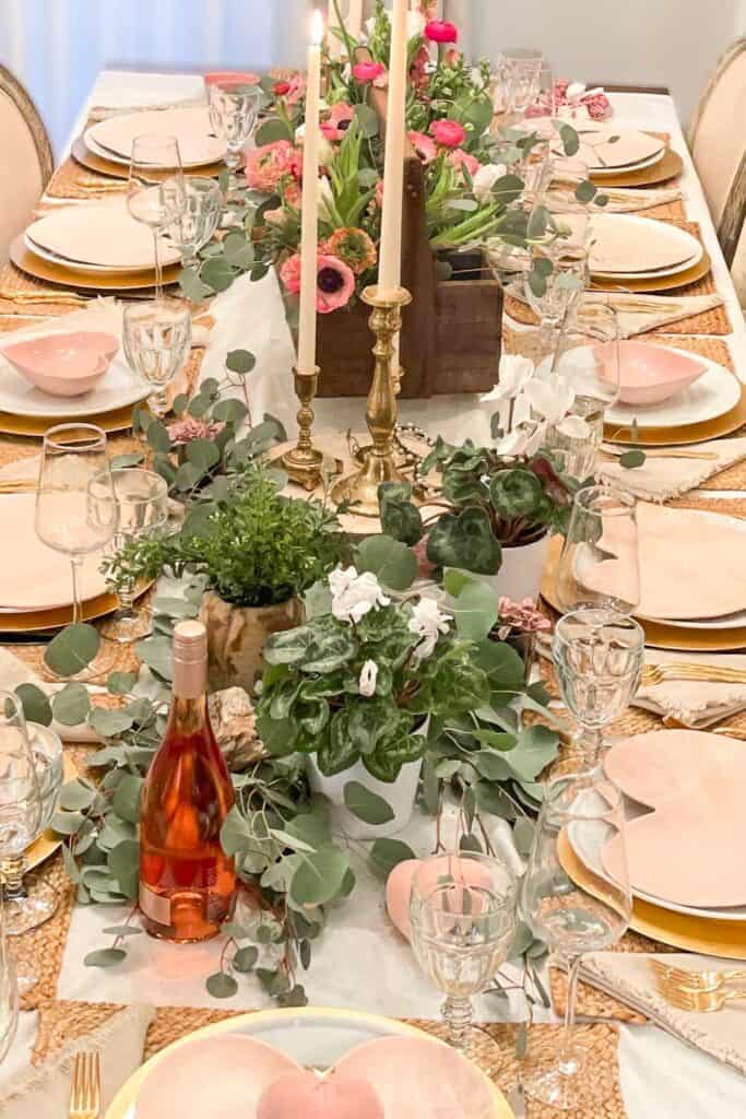 Soft Pink Valentine's Table set for a family event.