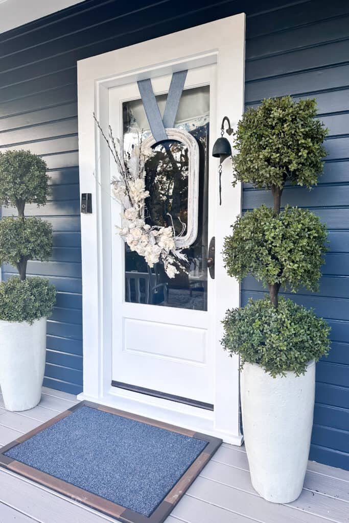 
I intended to showcase my newly crafted wreath on the front door, especially after giving our front porch a recent update that I'm absolutely enjoying.