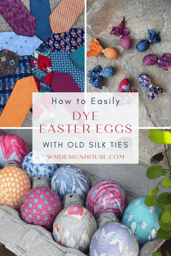 A Pinterest pin displaying how to tie dye Easter eggs.