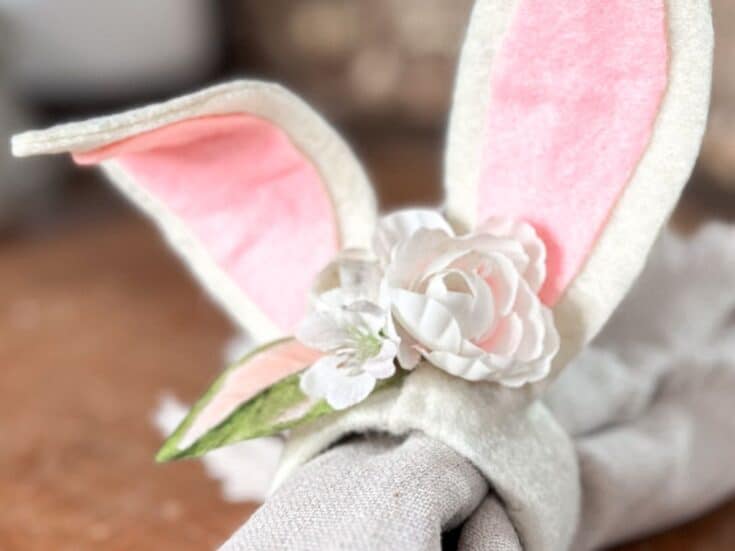 pink bunny ear easter napkin rings