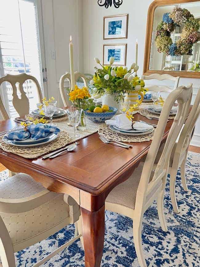 Blue and yellow spring table 