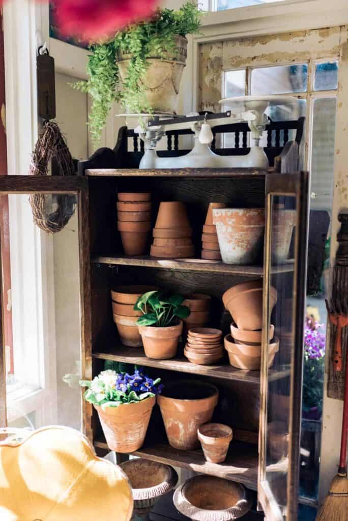 pots in shed