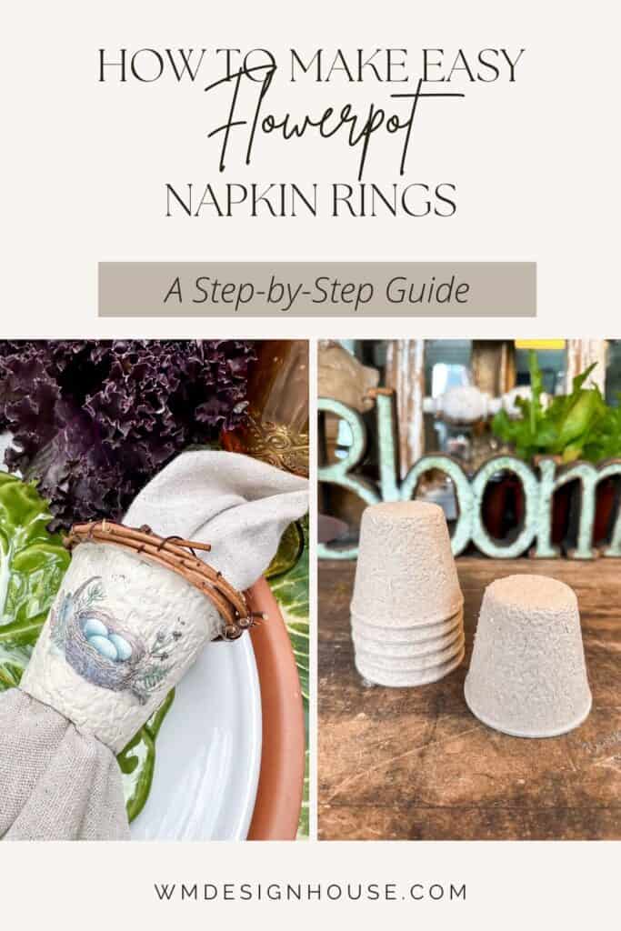 These DIY napkin rings are made out of peat pots, decals, and a grapevine wreath. They're perfect for a garden party.