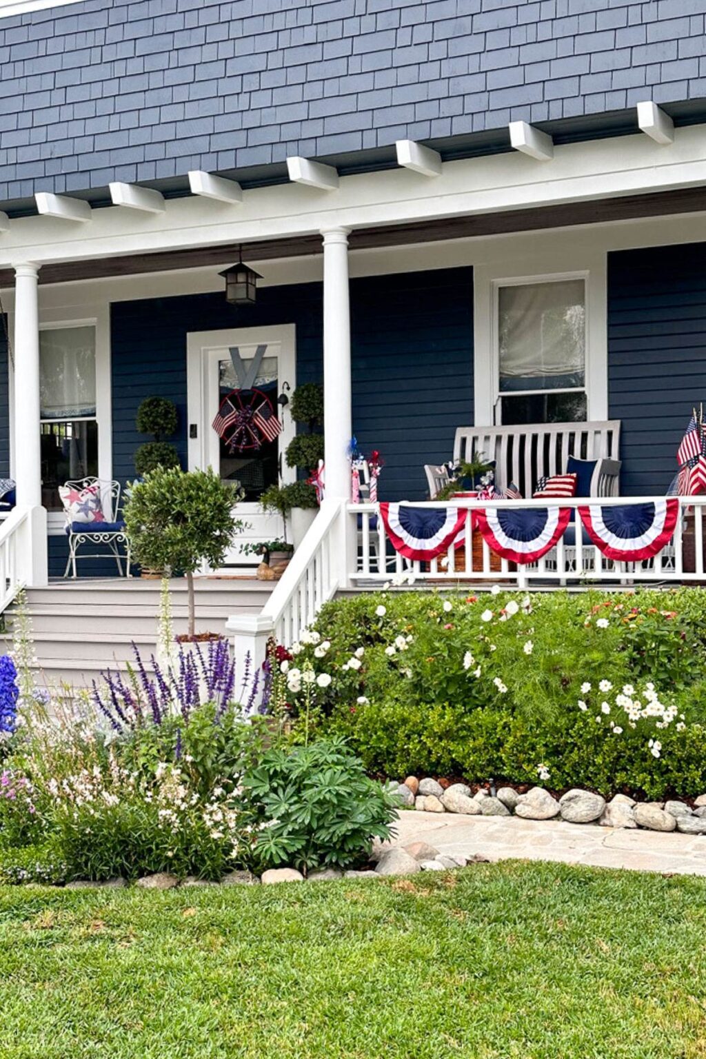 All American Front Porch Decorations For the 4th of July