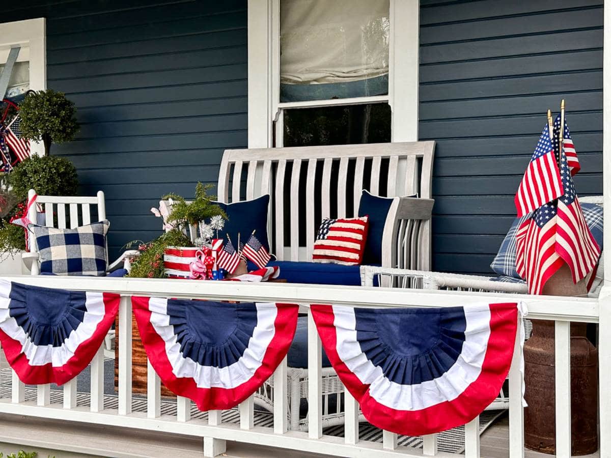 Bunting on front porch 