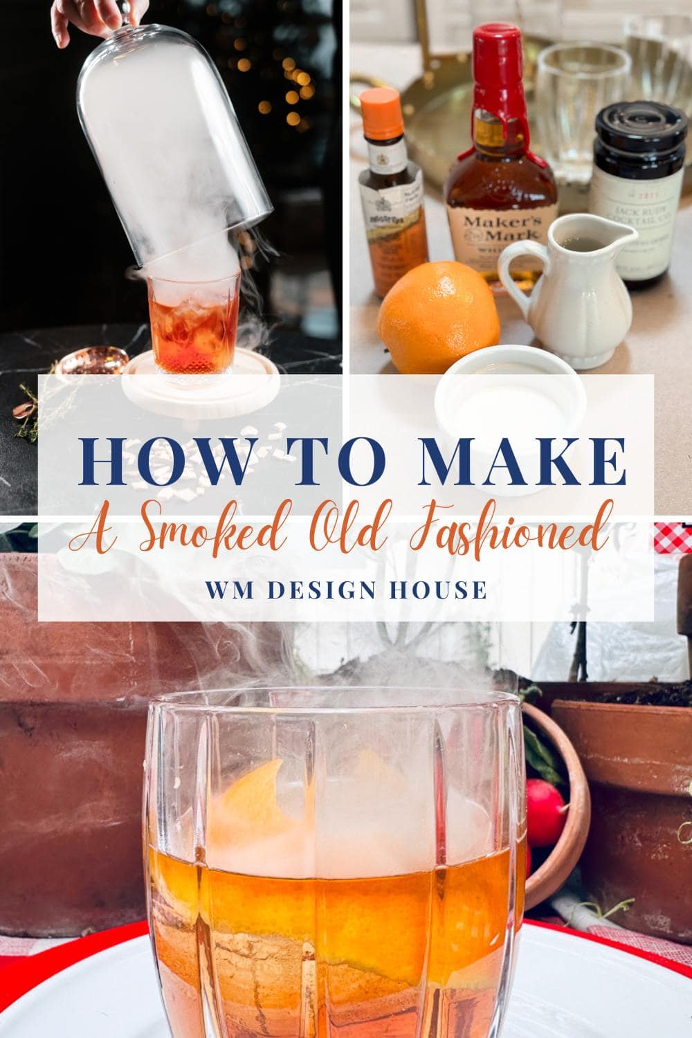 Pinterest Image for how to make a smoked old fashioned cocktail 