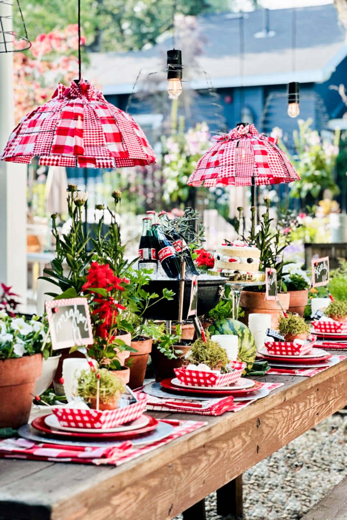 Outdoor summer smoking hot BBQ tablescape. 