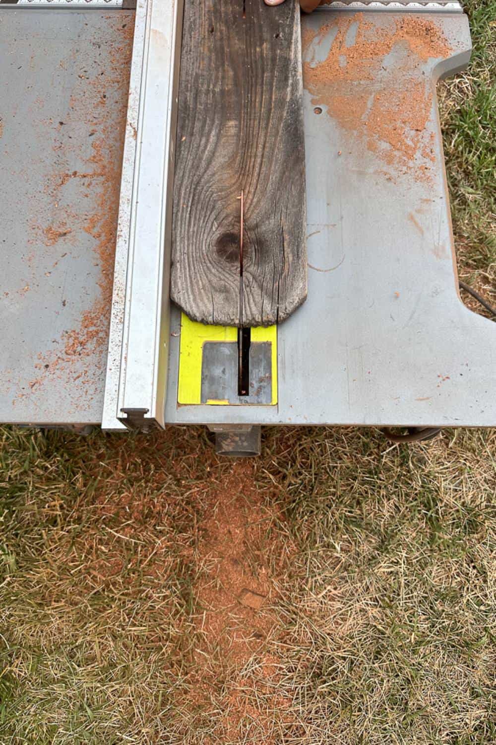 Table saw cutting fence posts 