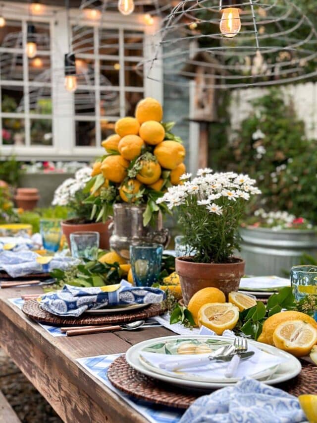Summer Tablescape with Lemons and FREE Lemon Printables