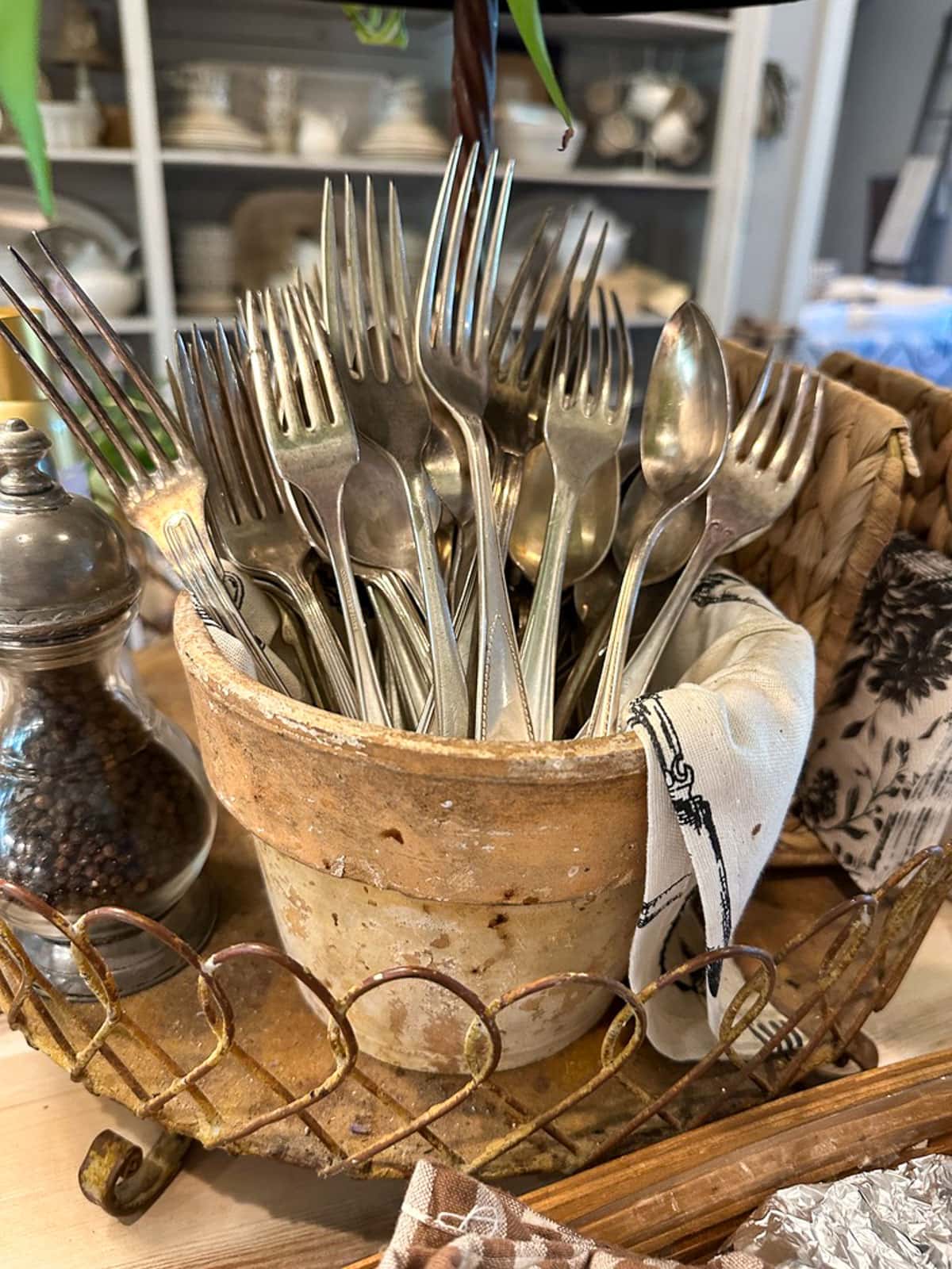 Silverware in a flower pot 