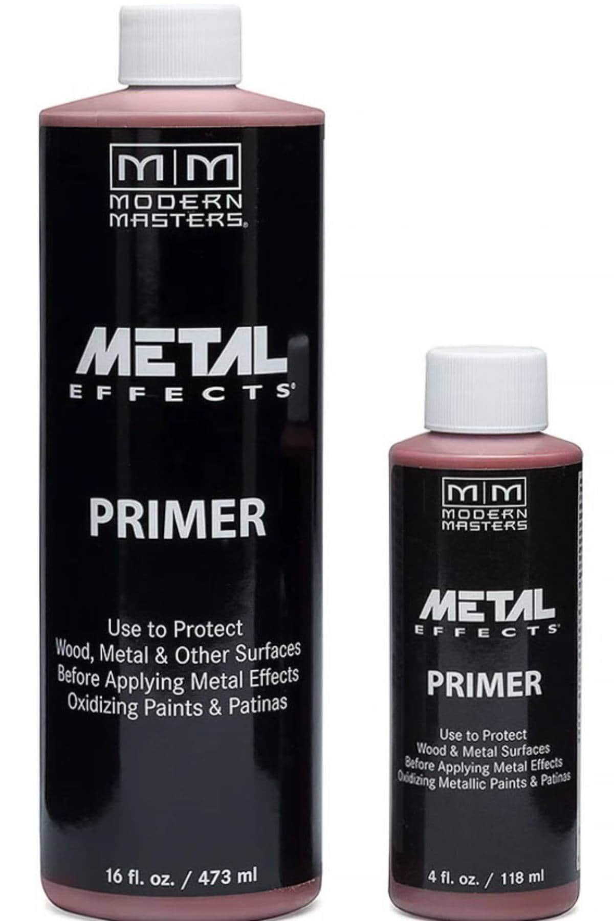 Two bottles of Modern Masters Metal Effects Primer are perfect for your Halloween decorations project. The larger 16 fl. oz. and smaller 4 fl. oz. bottles prepare wood, metal, and more surfaces, ensuring your creations stand out before adding metal effects or oxidizing paints and patinas for your DIY Halloween place card holders.