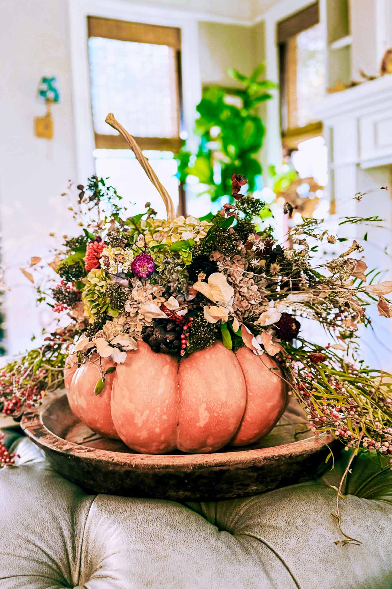 How to Create a Dried Flower Pumpkin Centerpiece