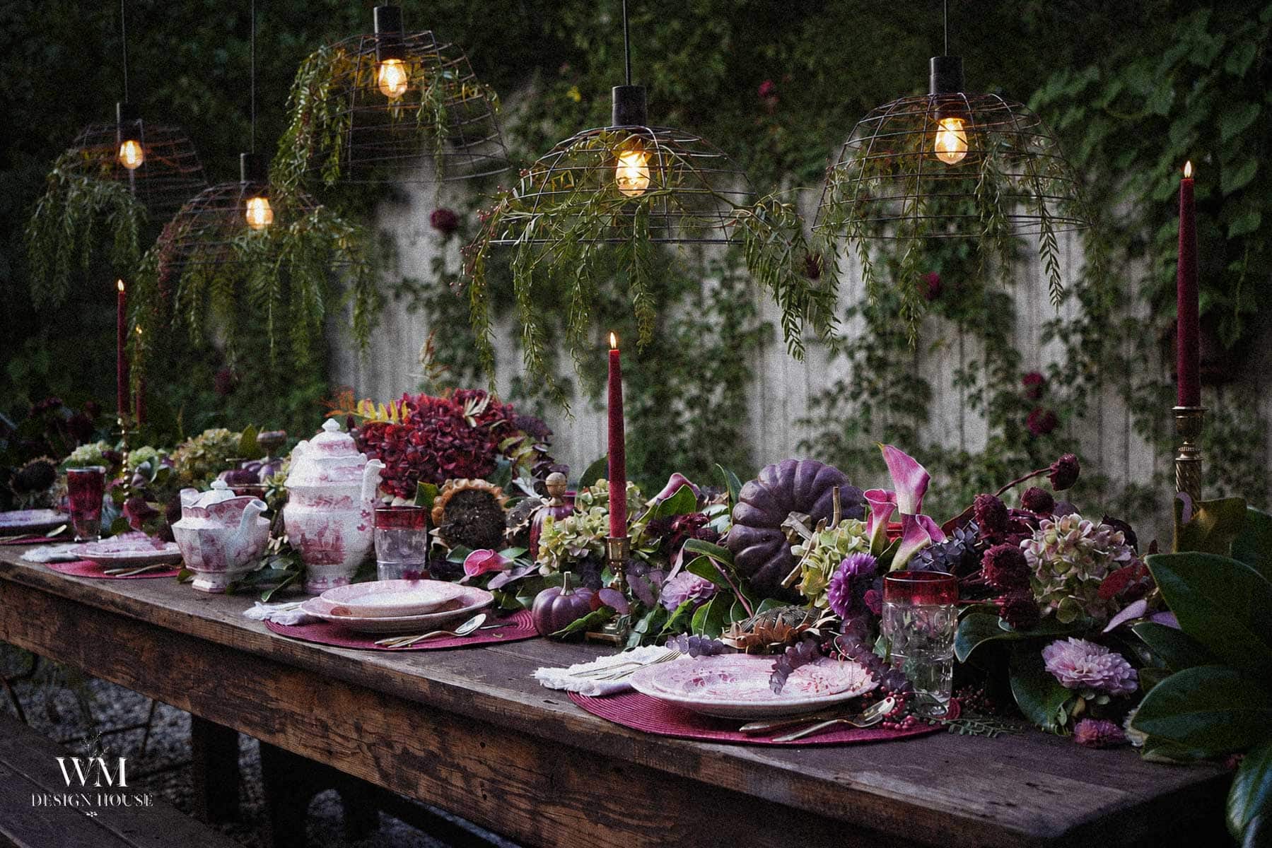 A Dark and Moody Fall Tablescape in the Garden