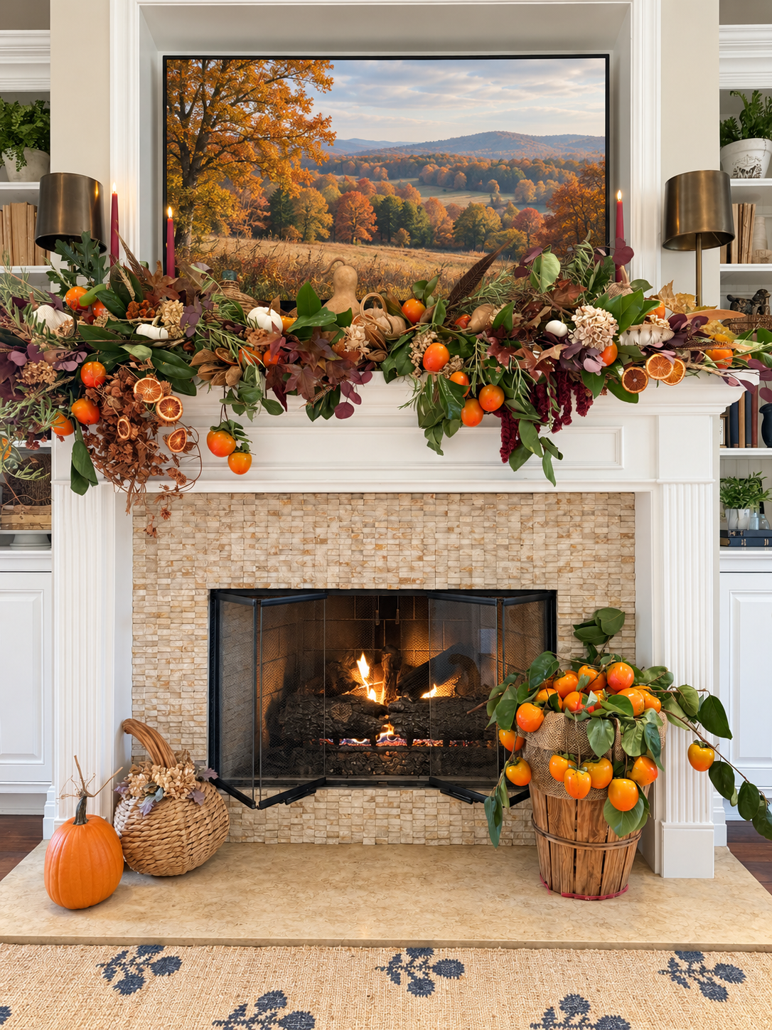 How I Built a Foraged Fall Mantel Around the TV