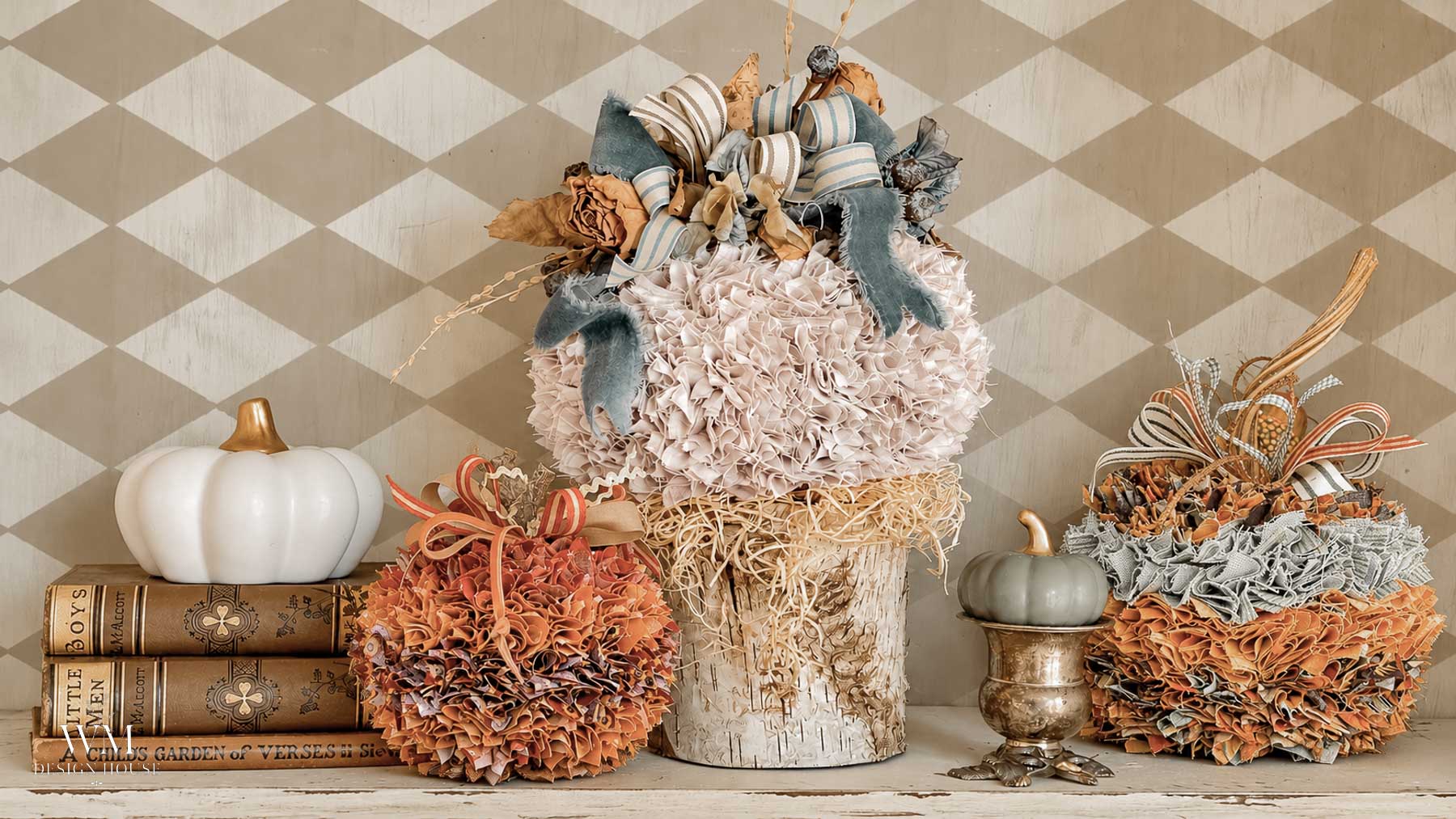 No Sew Fabric Pumpkins: Easy Neutral Pumpkin Decor Made with Fabric Squares